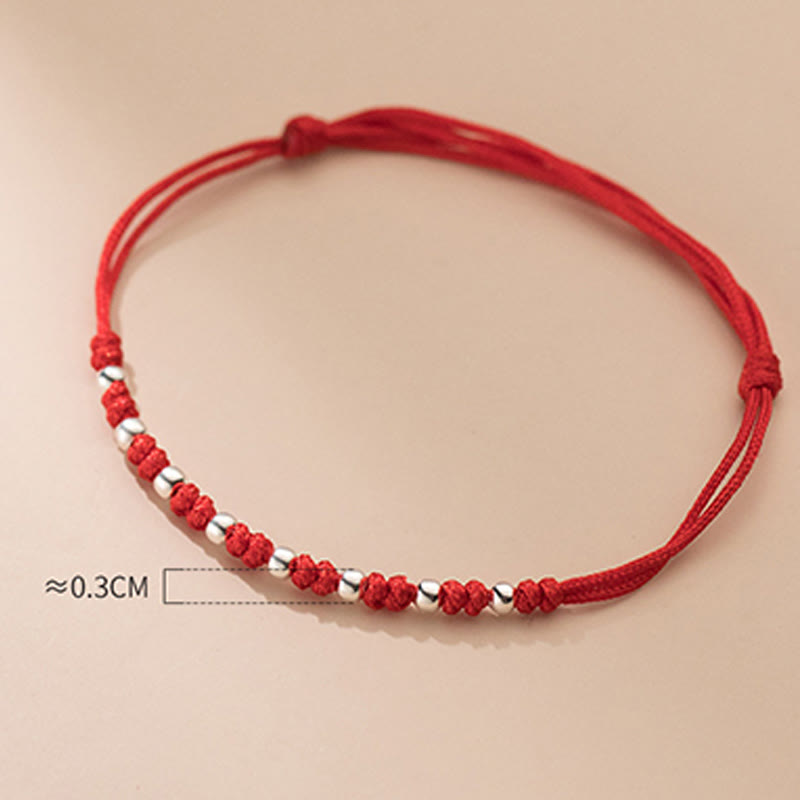 Bracelet porte-bonheur réglable en argent sterling 925 avec perles rouges et pierres de Buddha Stones - image 11