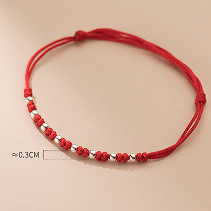 Bracelet porte-bonheur réglable en argent sterling 925 avec perles rouges et pierres de Buddha Stones - image 11