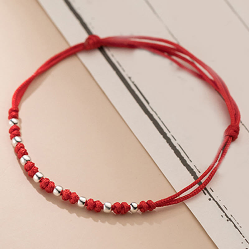 Bracelet porte-bonheur réglable en argent sterling 925 avec perles rouges et pierres de Buddha Stones - image 10