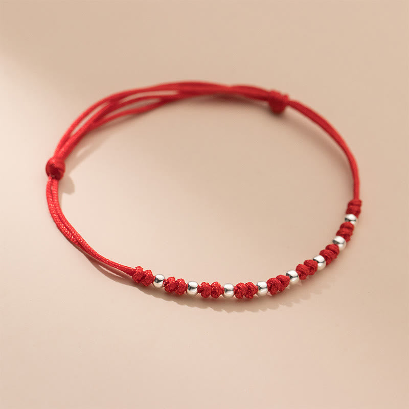 Bracelet porte-bonheur réglable en argent sterling 925 avec perles rouges et pierres de Buddha Stones - image 7
