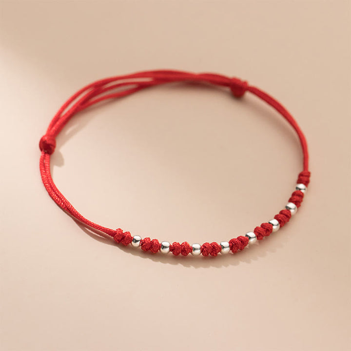 Bracelet porte-bonheur réglable en argent sterling 925 avec perles rouges et pierres de Buddha Stones - image 7