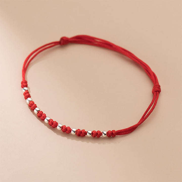 Bracelet porte-bonheur réglable en argent sterling 925 avec perles rouges et pierres de Buddha Stones - image 9