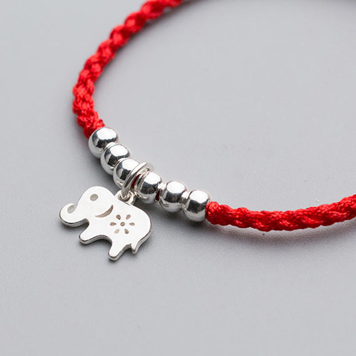 Bracelet porte-bonheur en argent sterling 925 avec Buddha Stones , flocon de neige, éléphant, fil rouge - image 3