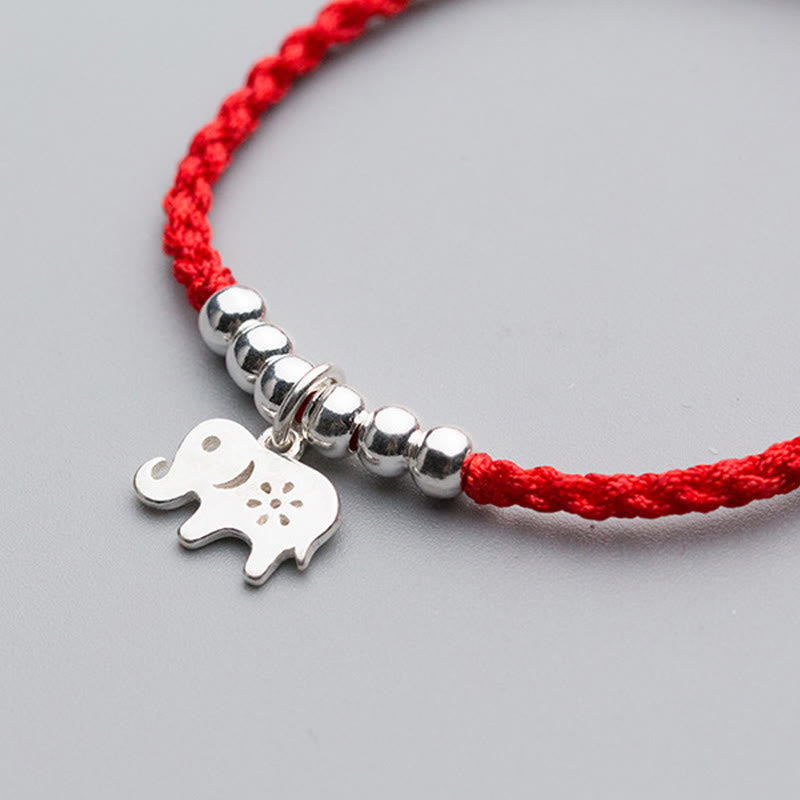 Bracelet porte-bonheur en argent sterling 925 avec Buddha Stones , flocon de neige, éléphant, fil rouge - image 4