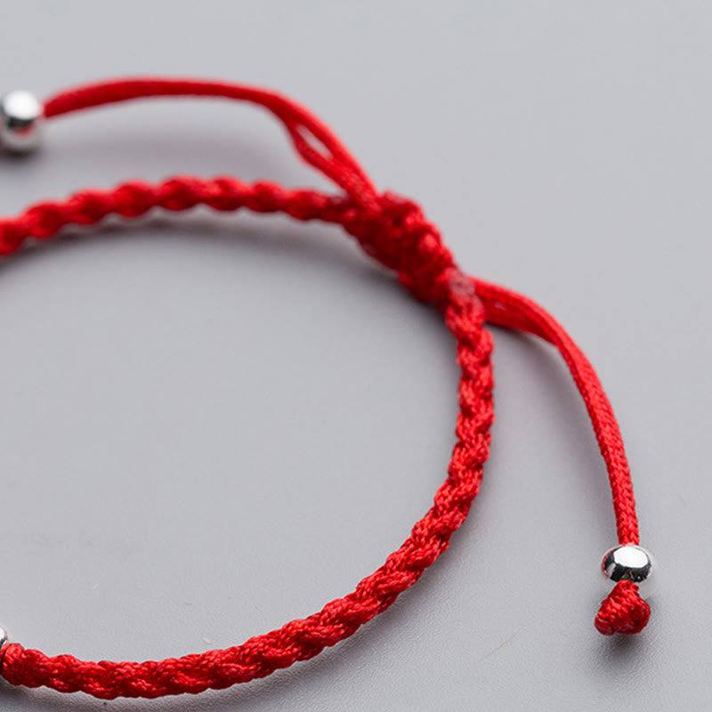 Bracelet porte-bonheur en argent sterling 925 avec Buddha Stones , flocon de neige, éléphant, fil rouge - image 4