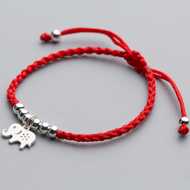 Bracelet porte-bonheur en argent sterling 925 avec Buddha Stones , flocon de neige, éléphant, fil rouge - image 2