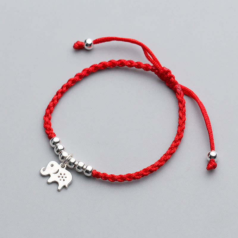 Bracelet porte-bonheur en argent sterling 925 avec Buddha Stones , flocon de neige, éléphant, fil rouge - image 1