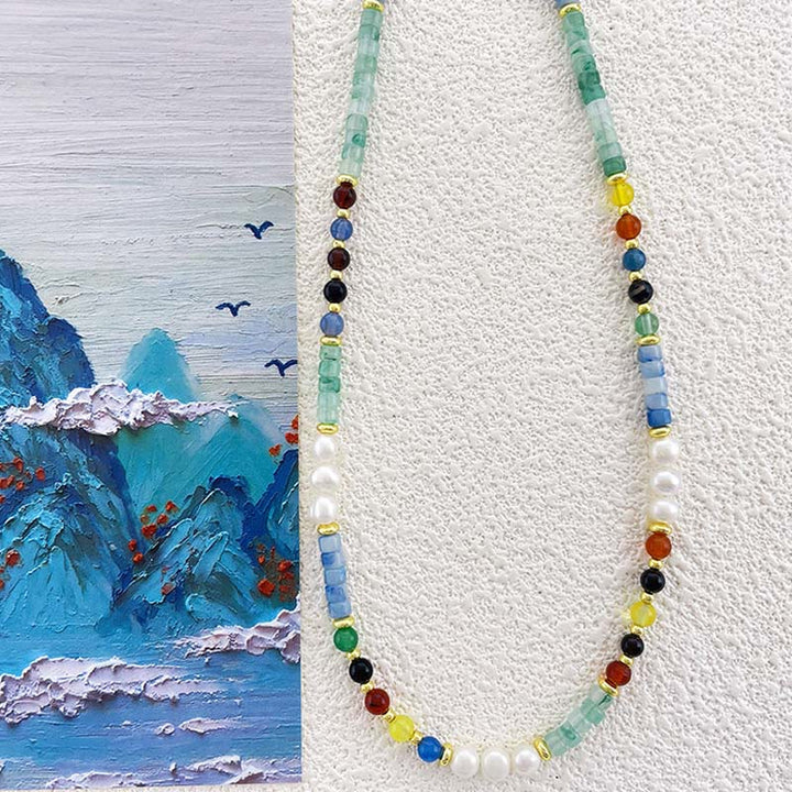 Collier pendentif de guérison en perles de verre et pierres de Buddha Stones - Perle - image 1