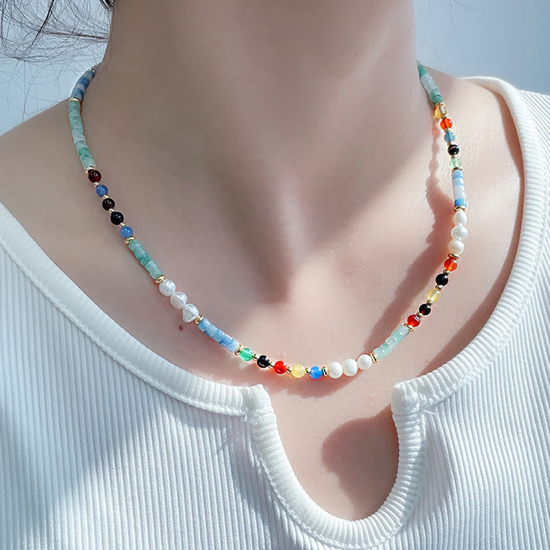 Collier pendentif de guérison en perles de verre et pierres de Buddha Stones - image 5