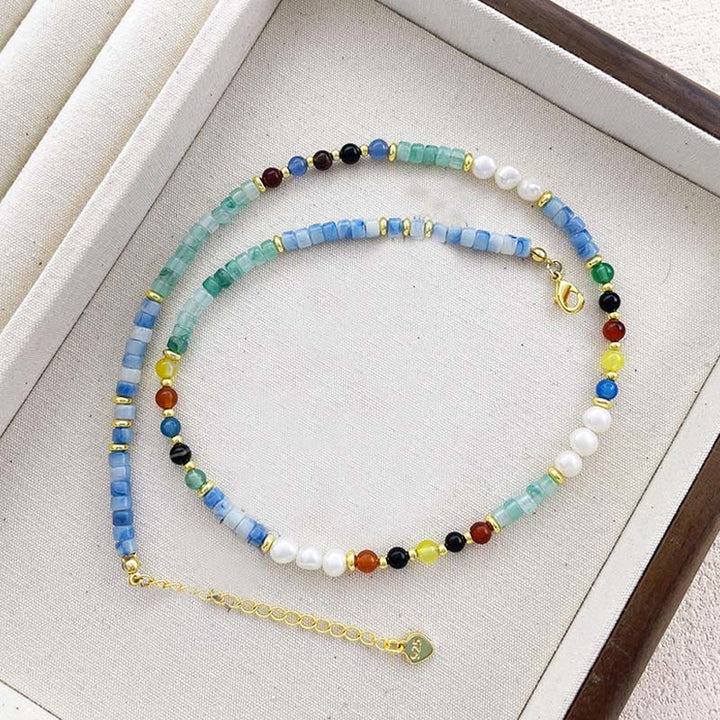 Collier pendentif de guérison en perles de verre et pierres de Buddha Stones - image 7