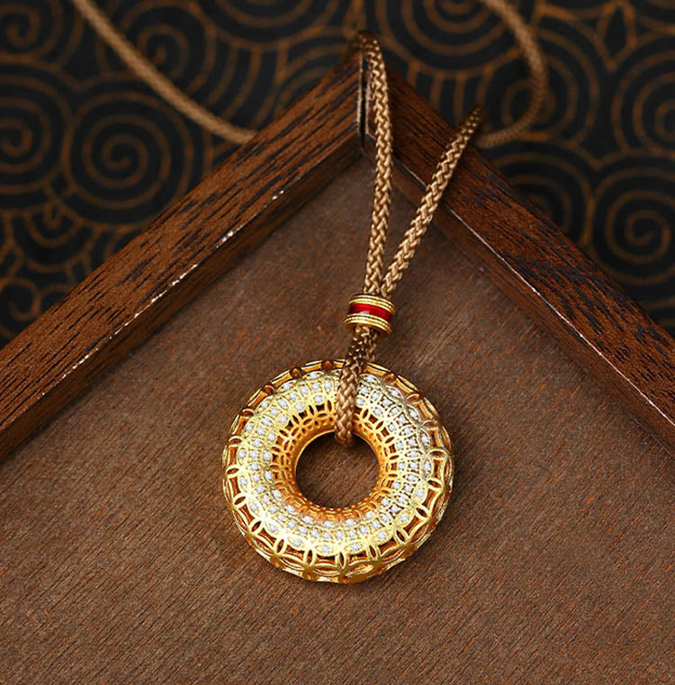 Pendentif en cuivre avec boucle de paix et motif de pièce de monnaie en Buddha Stones - image 2