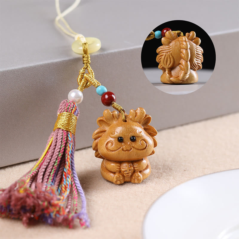 Porte-clés pompon coloré avec Buddha Stones et bois de santal, 12 bénédictions du zodiaque chinois - image 3