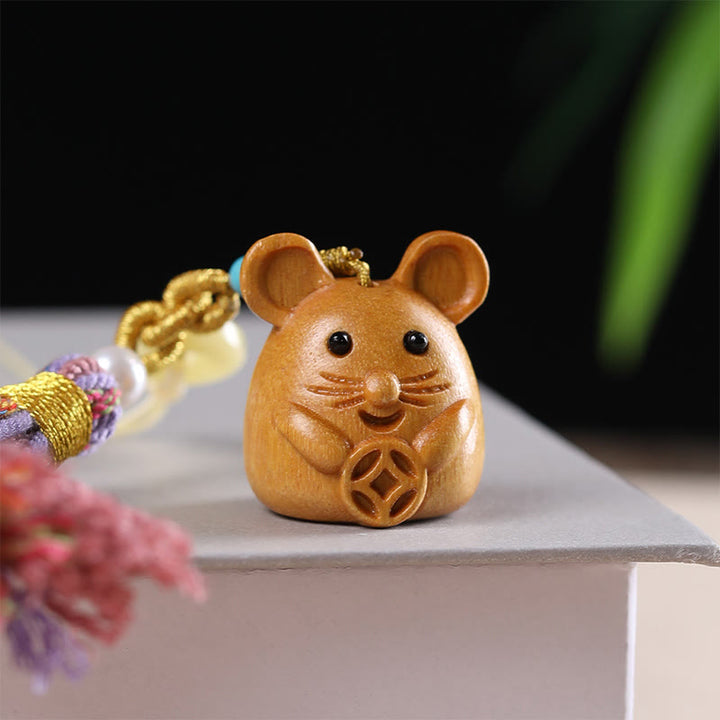 Porte-clés pompon coloré avec Buddha Stones et bois de santal, 12 bénédictions du zodiaque chinois - image 9