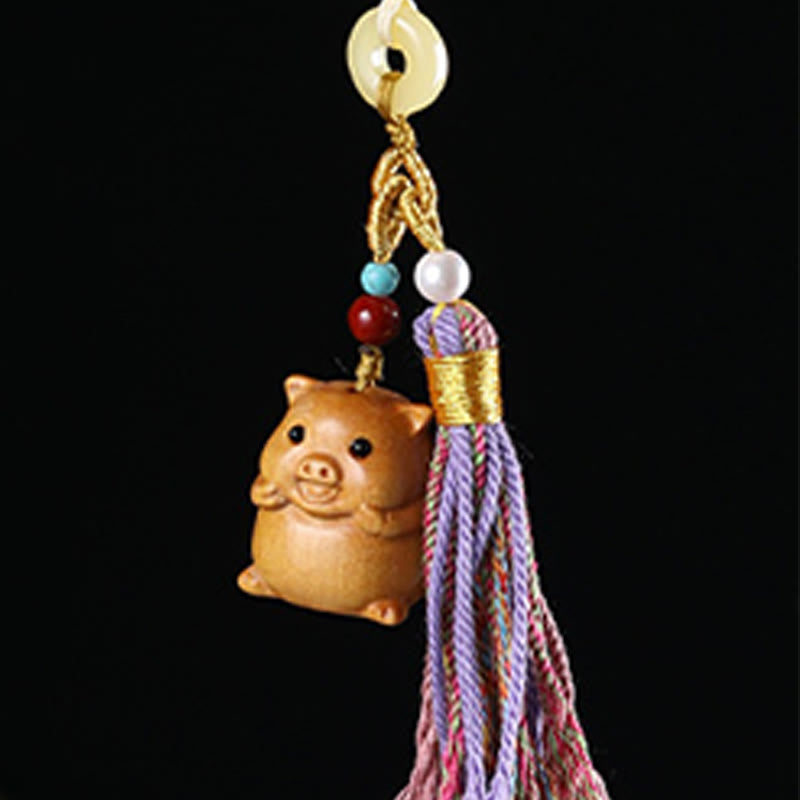 Porte-clés pompon coloré avec Buddha Stones et bois de santal, 12 bénédictions du zodiaque chinois - image 34