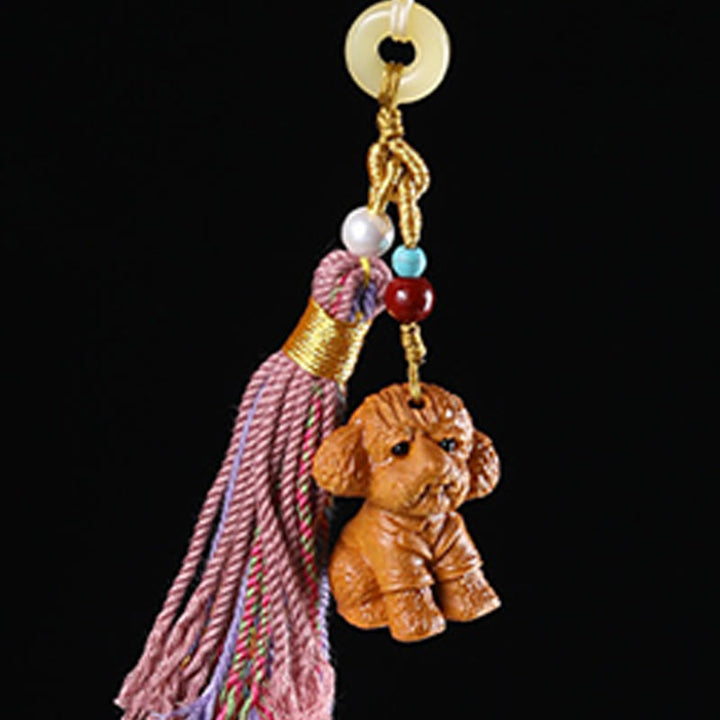 Porte-clés pompon coloré avec Buddha Stones et bois de santal, 12 bénédictions du zodiaque chinois - image 32