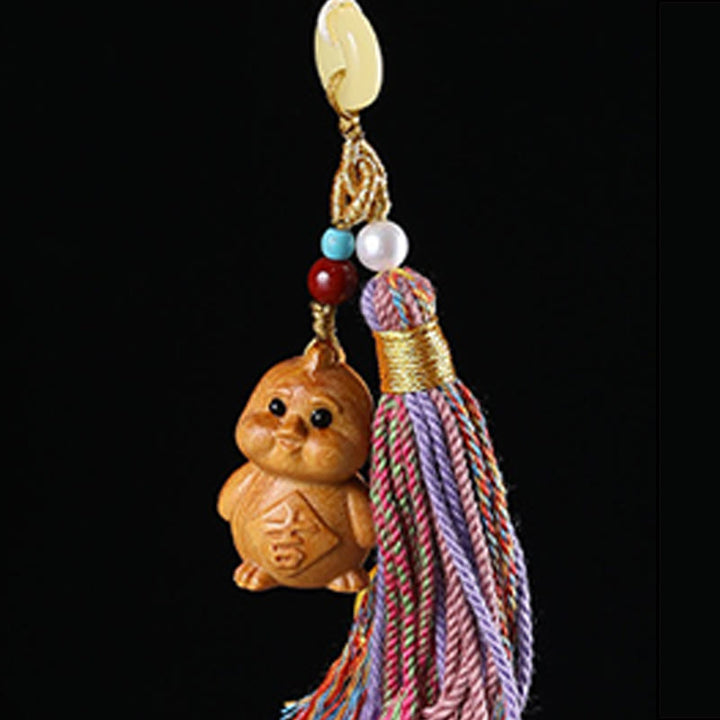 Porte-clés pompon coloré avec Buddha Stones et bois de santal, 12 bénédictions du zodiaque chinois - image 30