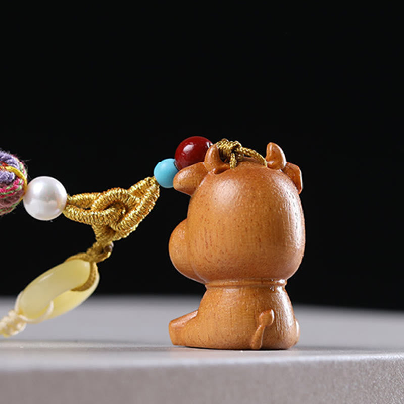 Porte-clés pompon coloré avec Buddha Stones et bois de santal, 12 bénédictions du zodiaque chinois - image 16