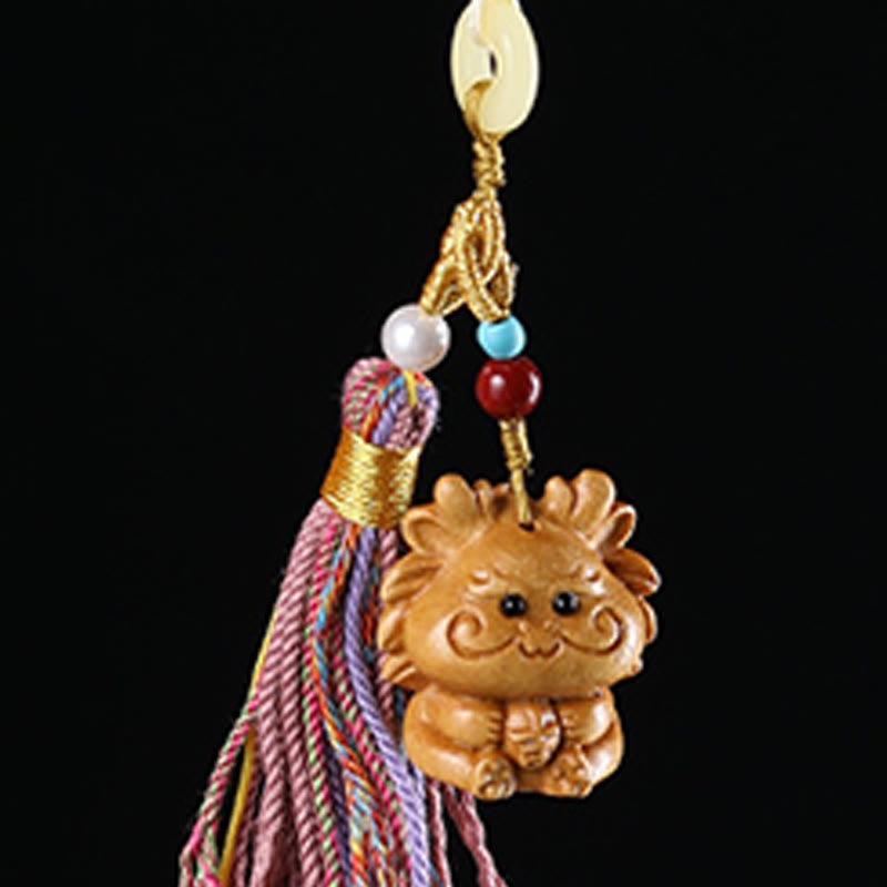 Porte-clés pompon coloré avec Buddha Stones et bois de santal, 12 bénédictions du zodiaque chinois - image 2