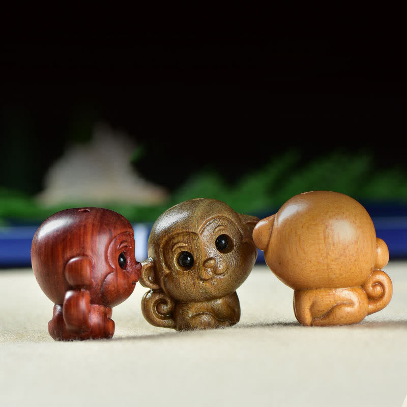 Buddha Stones de santal vert Petite feuille Bois de santal rouge Mignon singe Animaux Décoration de la paix - image 0