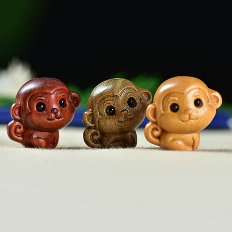 Buddha Stones de santal vert Petite feuille Bois de santal rouge Mignon singe Animaux Décoration de la paix - image 12