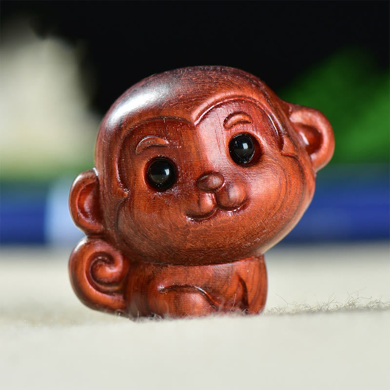 Buddha Stones de santal vert Petite feuille Bois de santal rouge Mignon singe Animaux Décoration de la paix - Petit singe en bois de santal rouge à petites feuilles (28*28*22 mm) - image 10