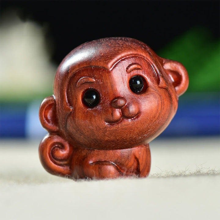Buddha Stones de santal vert Petite feuille Bois de santal rouge Mignon singe Animaux Décoration de la paix - Petit singe en bois de santal rouge à petites feuilles (28*28*22 mm) - image 10