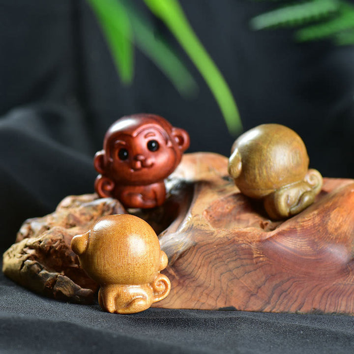 Buddha Stones de santal vert Petite feuille Bois de santal rouge Mignon singe Animaux Décoration de la paix - image 14