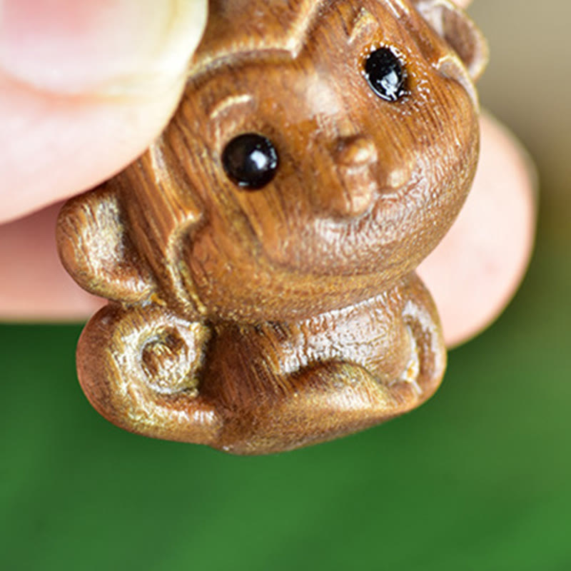 Buddha Stones de santal vert Petite feuille Bois de santal rouge Mignon singe Animaux Décoration de la paix - image 3