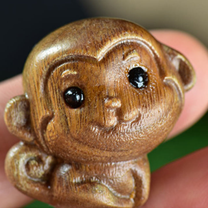 Buddha Stones de santal vert Petite feuille Bois de santal rouge Mignon singe Animaux Décoration de la paix - image 2