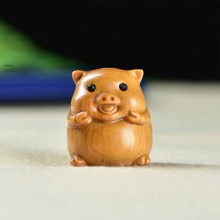 Buddha Stones de santal vert Petite feuille Bois de santal rouge Mignon cochon Animaux Décoration positive - Cochon de bois de santal (25*23*23mm) - image 7