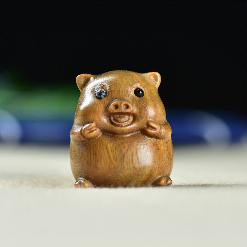 Buddha Stones de santal vert Petite feuille Bois de santal rouge Mignon cochon Animaux Décoration positive - Cochon de bois de santal vert (25*23*23mm) - image 2
