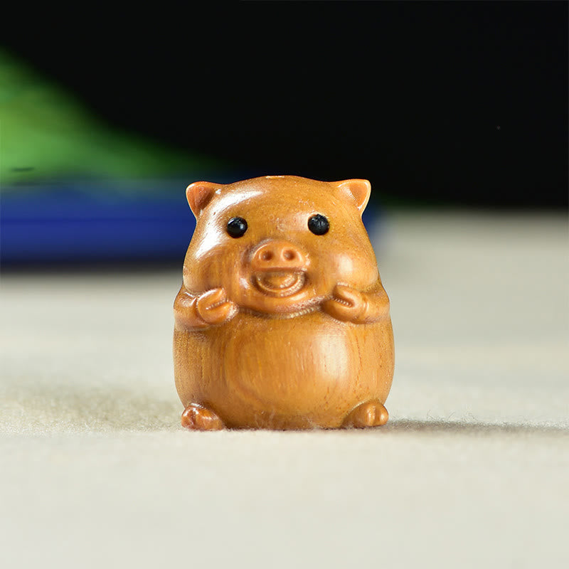 Buddha Stones de santal vert Petite feuille Bois de santal rouge Mignon cochon Animaux Décoration positive - Cochon en bois de santal (25*23*23 mm) - image 6