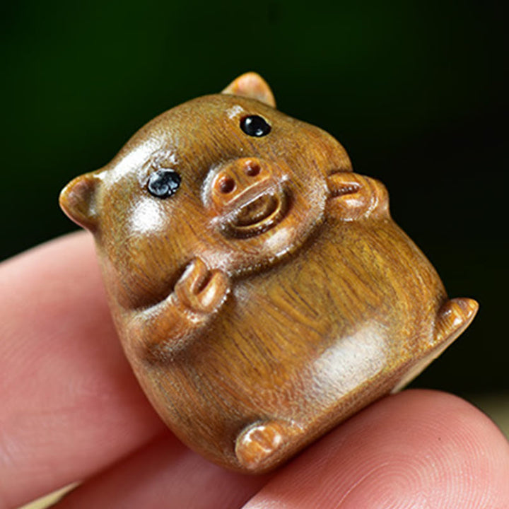 Buddha Stones de santal vert Petite feuille Bois de santal rouge Mignon cochon Animaux Décoration positive - image 2