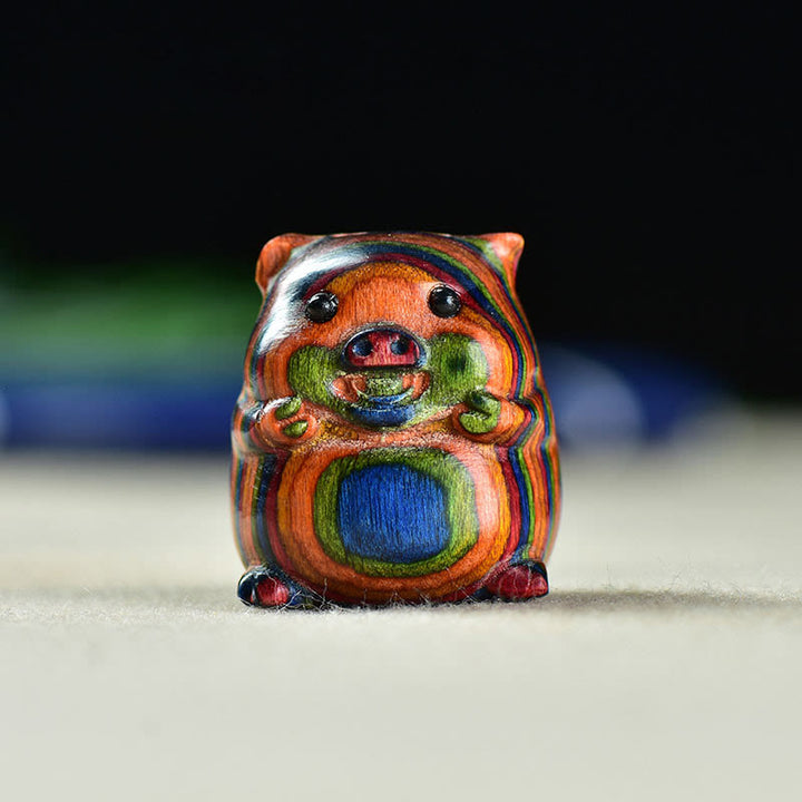 Buddha Stones de santal vert Petite feuille Bois de santal rouge Mignon cochon Animaux Décoration positive - Cochon en eucalyptus arc-en-ciel (25*23*23 mm) - image 13