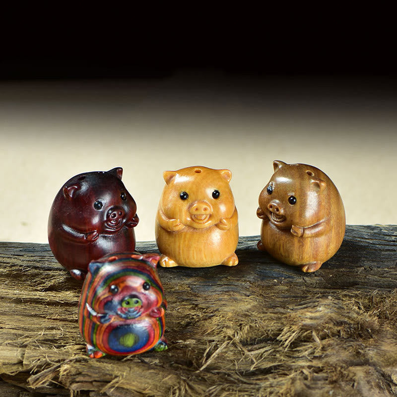 Buddha Stones de santal vert Petite feuille Bois de santal rouge Mignon cochon Animaux Décoration positive - image 1