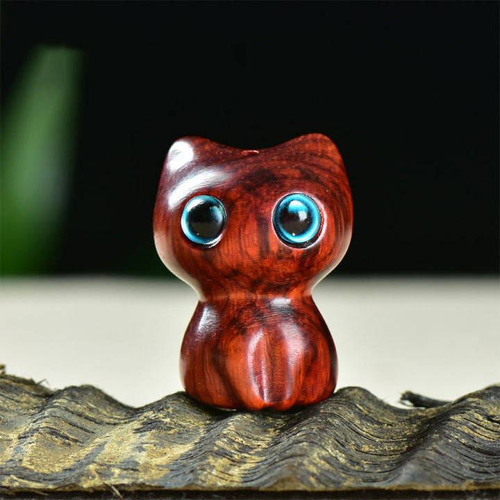 Buddha Stones en bois d'ébène, petite feuille, bois de santal rouge, chat mignon, animaux, décoration calme - Bois de santal rouge à petites feuilles (33*24*21 mm) - image 8
