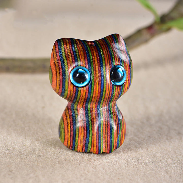 Buddha Stones en bois d'ébène, petite feuille, bois de santal rouge, chat mignon, animaux, décoration calme - Eucalyptus arc-en-ciel (33*24*21 mm) - image 14