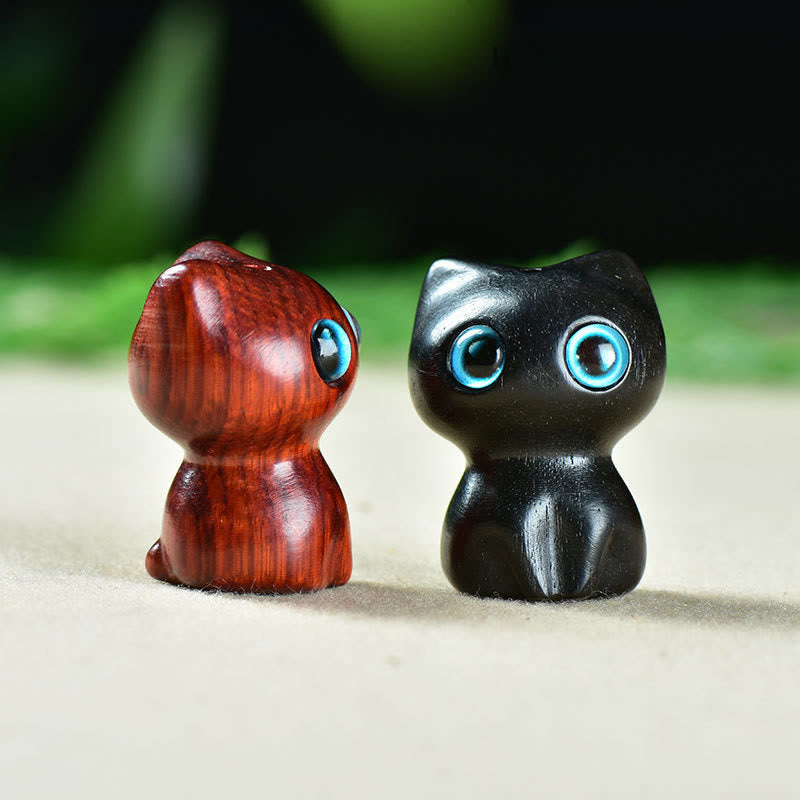 Buddha Stones en bois d'ébène, petite feuille, bois de santal rouge, chat mignon, animaux, décoration calme - image 19