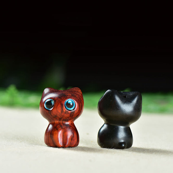 Buddha Stones en bois d'ébène, petite feuille, bois de santal rouge, chat mignon, animaux, décoration calme - image 18