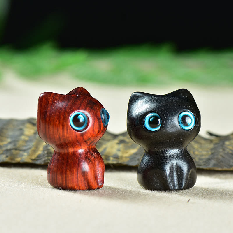 Buddha Stones en bois d'ébène, petite feuille, bois de santal rouge, chat mignon, animaux, décoration calme - image 17