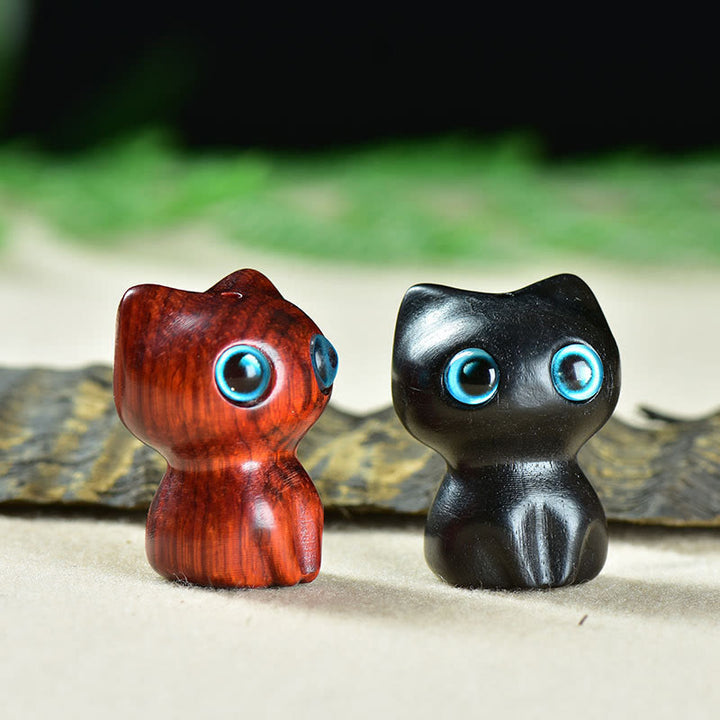 Buddha Stones en bois d'ébène, petite feuille, bois de santal rouge, chat mignon, animaux, décoration calme - image 17