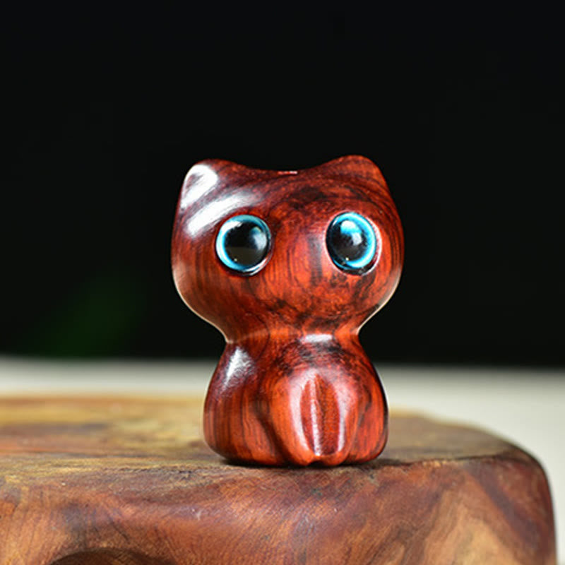 Buddha Stones en bois d'ébène, petite feuille, bois de santal rouge, chat mignon, animaux, décoration calme - image 10