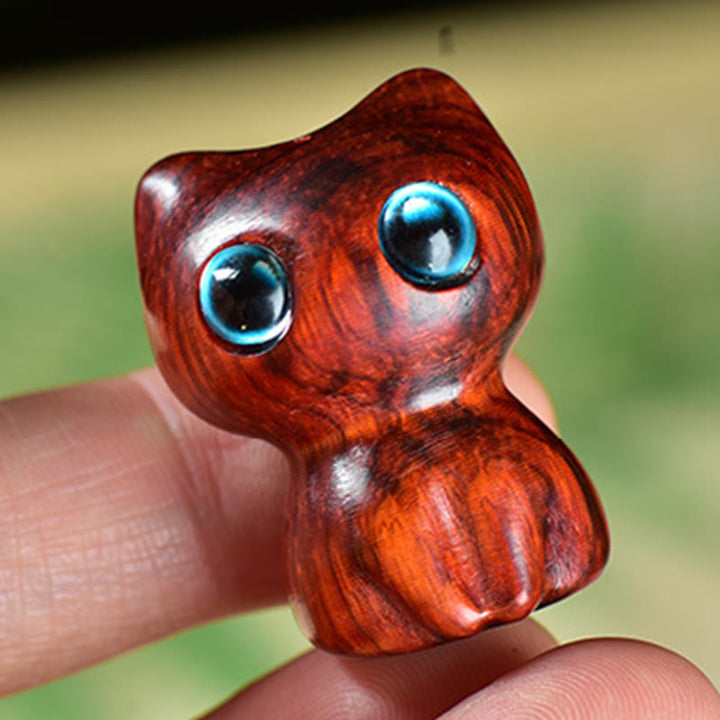 Buddha Stones en bois d'ébène, petite feuille, bois de santal rouge, chat mignon, animaux, décoration calme - image 11