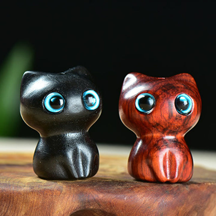 Buddha Stones en bois d'ébène, petite feuille, bois de santal rouge, chat mignon, animaux, décoration calme - image 11