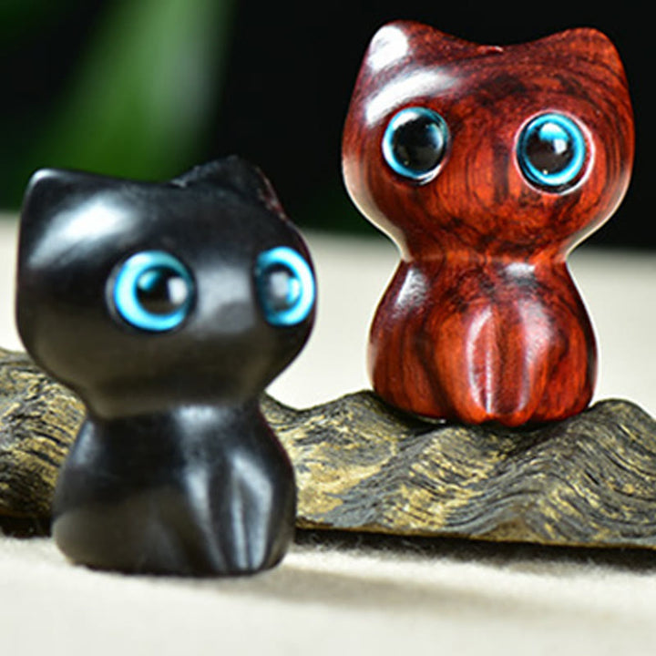 Buddha Stones en bois d'ébène, petite feuille, bois de santal rouge, chat mignon, animaux, décoration calme - image 21