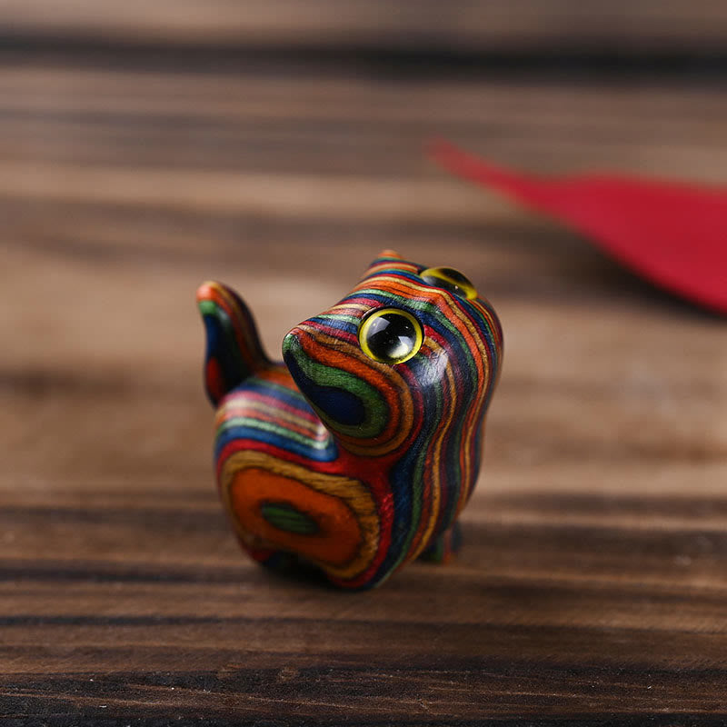 Buddha Stones Arc-en-ciel Eucalyptus Chat mignon Animaux Décoration calme - Œil jaune (33*21*32 mm) - image 4