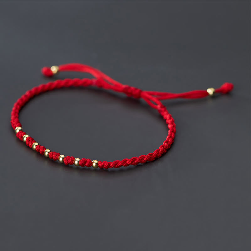 Bracelet de protection tressé en fil rouge avec perles dorées et pierres de Buddha Stones en argent sterling 925 - image 10