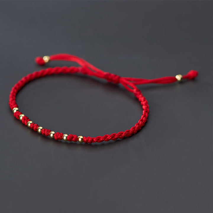 Bracelet de protection tressé en fil rouge avec perles dorées et pierres de Buddha Stones en argent sterling 925 - image 10