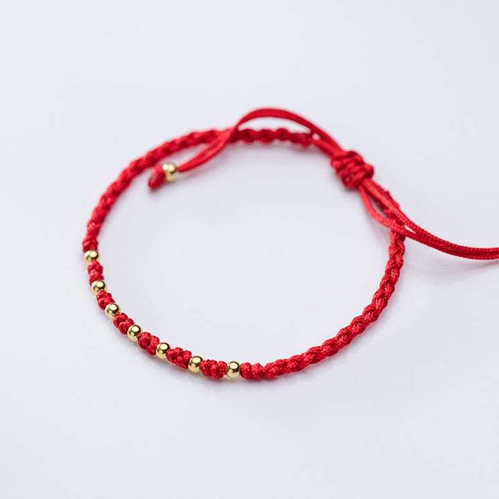 Bracelet de protection tressé en fil rouge avec perles dorées et pierres de Buddha Stones en argent sterling 925 - image 11