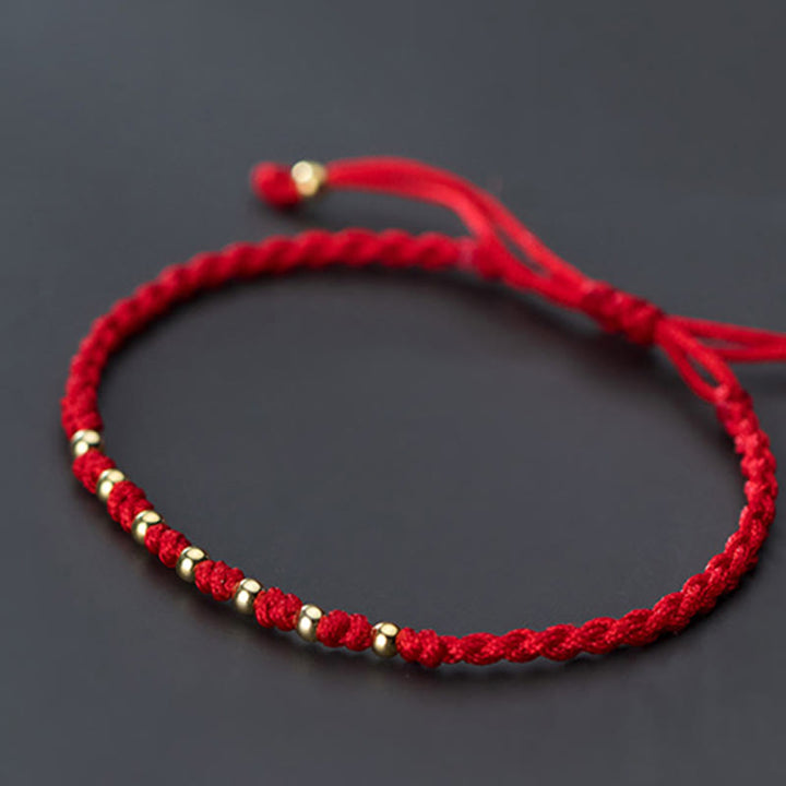 Bracelet de protection tressé en fil rouge avec perles dorées et pierres de Buddha Stones en argent sterling 925 - image 13